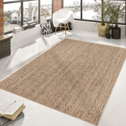 Outdoor & Indoor Teppich für Wohnzimmer Balkon Terrasse wetterfest Borneo Sisal-Jute-Optik Natur Lineas 240x340 cm