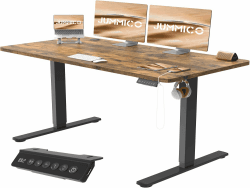 JUMMICO Höhenverstellbarer Schreibtisch Höhenverstellbar Elektrisch, Ergonomischer Steh-Sitz Tisch Stehpult Verstellbarer Computertisch,Stehschreibtisch Bürotisch Standing Desk,140 x 60 cm, Braun