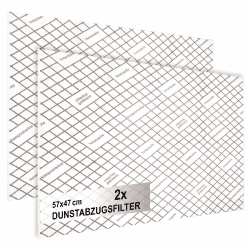 com-four® 2x Dunstabzugsfilter für Dunstabzugshaube mit hoher Filterleistung - 1 mm Flachfilter Universal Zuschneidbar mit Sättigungsanzeige - 100% kompostierbar - 57 x 47 cm (Mit Indikator - 2 Stück)