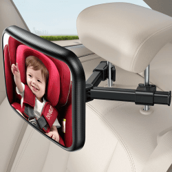 Lamicall Spiegel Auto Baby Rückbank - [2025 Haken Clip] Bruchsicher Autospiegel Baby Rücksitz, 360° Drehbar Babyspiegel Rücksitzspiegel, Kopfstützen Auto Spiegel für Baby Kinder mit 175° Konvexspiegel