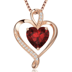 LAVUMO Herzkette 925 Silber Rosegold Gold Damen Halskette Herz änhänger Silber Kette Damen Schmuck Geschenk für Frau Frauen MaMa Freundin an Geburtstags Weihnachten Rosé gold-01-Januar