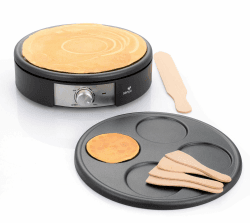 Senya SYCK-CV026 Crêpes-Pfanne, elektrisch, 2 austauschbare Platten aus Aluminiumguss, Crêpe Time, 1500 W, 1500 W, Schwarz