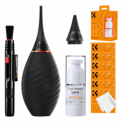K&F Concept 10 in 1 Reinigungsset Reinigungs Kit für DSLR Kamera Objektive Handys mit 6 Stück 15 * 15cm Reinigungstuch, Power Blasebalg (mit kurzen und Langen Ausläufen), Flüssig Reiniger,Lens Pen