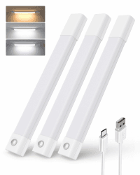 EZVALO Unterbauleuchte Küche LED 30CM, 50 LED Schrankbeleuchtung Kabellos mit Bewegungsmelder, Schrankleuchte mit 3 Farbtemperaturen Dimmbar Wiederaufladbar für Küche, Schrank, Treppe (3 Stücke)