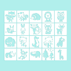 20 Stück Tiere Malen Schablone,Kinder Zeichenschablonen Wiederverwendbare Tiermalerei Kunststoff Malschablonen DIY Zeichenschablonen für Scrapbooking Fotoalbum Geschenkkarten