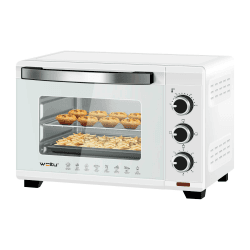 WOLTU Mini Backofen 21 L, elektrischer Minibackofen, Miniofen, Pizzaofen, 1280 W, 100-230 °C, Timer 60 Min., Ober-/Unterhitze, Doppelverglasung, Weiß