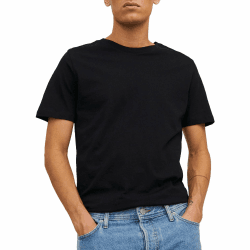 JACK & JONES Male T-Shirt Einfarbig Rundhals T-Shirt XL Black/Detail:slim