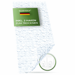 SilverRack Badewannenmatte 88x40 cm (transparent Kiesel Steinoptik) Antirutschmatte Badewanne BPA frei - Duschmatte schimmelresistent & maschinenwaschbar - Badematte rutschfest