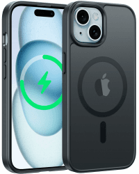 FNTCASE für iPhone 15 Hülle Magnetische: iPhone 14 Handyhülle Translucent Matte Militär Fallschutz Anti Vergilbung Handyhülle - Robuste langlebige Stoßfeste Dünne Schutzhülle Schwarz