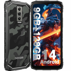 DOOGEE Blade 10 Outdoor Handy Android 14, 10.7mm Ultradünnes, 128GB/2TB TF Outdoor Smartphone, 90Hz IPS 6,56 Zoll HD+, 5150mAh, 16MP+8MP Morpho Kamera, 3 Cards Slots/Dual 4G SIM/FaceID/GPS/IP68/IP69K