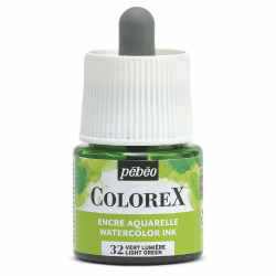 Pébéo - Colorex Tinte 45 ML Lichtgrün - Colorex Aquarell Tinte Pébéo - Lichtgrün Tinte mit samtigem Finish - Zeichentusche Multi-Tool Alle Medien - 45 ML - Lichtgrün