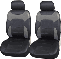 Upgrade4cars Sitzbezüge Auto Vordersitze Kunst-Leder Schonbezüge Set Universal Schwarz Grau | Auto-Zubehör Innenraum Sitzschoner