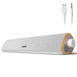 SOULION R50 PC Lautsprecher, Bluetooth & 3,5 mm Computer Lautsprecher, USB Betrieben, Bunte Lichter, Soundbar mit Schalter für PC, Laptop, Tablet, Monitor, Smartphone, Weiß