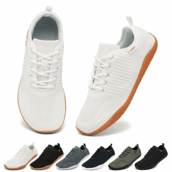 Geweo Barfuss Schuhe Damen Herren Barfußschuhe Laufschuhe Barfuß Sneaker Breites Zehendesign Leicht Atmungsaktiv rutschfest Gr.37-47 39 EU Weiß