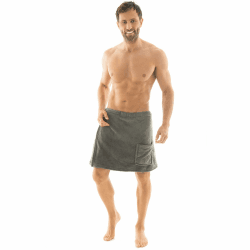 CelinaTex Malaga Saunakilt Herren L/XL grau Mikrofaser Sauna Kilt Coral Fleece Saunamantel Saunatuch