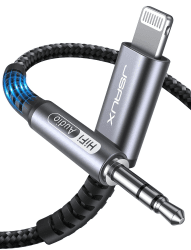 JSAUX Lighnting Aux Kabel iPhone Auto [1.8M, MFi Zertifiziert]3.5mm Klinke Audio Kopfhörer Nylon Kabel Kompatibel mit iPhone 14/14 Pro/13/13 Pro Max/12/12 Mini/12 Pro/12 Pro Max/11 Pro Max/X/XR- Grau