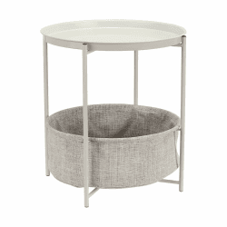 Amazon Basics Beistelltisch, rund, mit Aufbewahrungslösung, Leichte Creme Heidekraut Beistelltisch 44.96 x 44.96 x 48.0 cm