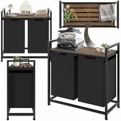 tectake® Wäschekorb mit Deckel, Wäschekorb 2 Fächer, Wäschesortierer Wäscheschrank für Schmutzwäsche,Wäschesammler mit Deckel, Wäschebox, Wäschesack, Laundry Basket - 34 x 74 x 72 cm