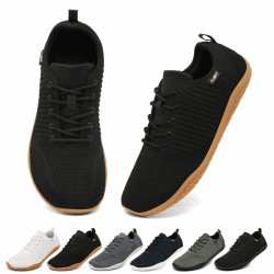 Geweo Barfuss Schuhe Damen Herren Barfußschuhe Laufschuhe Barfuß Sneaker Breites Zehendesign Leicht Atmungsaktiv rutschfest Gr.37-47 39 EU Schwarz Gummi