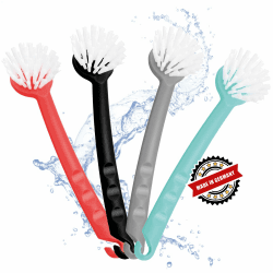 com-four® 4X Spülbürste - Küchenbürste zum Abwaschen - Geschirrbürste für die Reinigung - Abwaschbürste mit Nylonborsten - Pfannenbürste aus bruchfestem Kunststoff - ca. 26 x 6 x 5,5 cm
