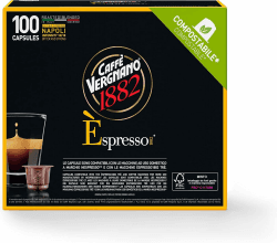 Caffè Vergnano 1882 - Èspressokompostierbare Kaffeekapseln, Kompatible Mit Nespresso, Napoli - Packung Enthält 100 Kapseln