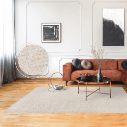 Paco Home Teppich Wohnzimmer Schlafzimmer Kurzflor Waschbar Bis 30 Grad Einfarbiges Design Meliertes Muster Weich Moderne Deko, Grösse:133x190 cm, Farbe:Creme