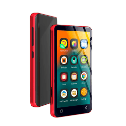 MP4 MP3-Player mit Bluetooth und WLAN, 4"-Voll-Touchscreen, mit Spotify, Android-Streaming-Musikplayer mit Pandora, tragbarer HiFi-Sound Walkman-Digital-Audio-Player mit Lautsprecher rot