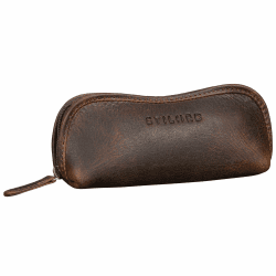 STILORD 'Glasgow' Brillenetui Leder für Lesebrille Sonnenbrille Tagesbrille Brillentasche Etui mit Reißverschluss Hülle Schutz Brille Echtes Vintage Leder S Soria - Braun