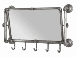 HAKU Möbel Wandgarderobe anthrazit, Metall, Spiegel - Maße: B 75 cm x H 45 cm x T 16 cm, Style: Industrial