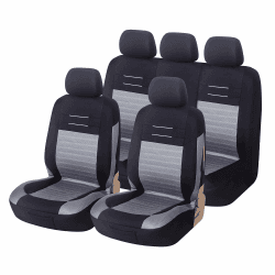 Upgrade4cars Auto-Sitzbezüge Grau Schwarz | Auto-Schonbezüge Set für Vordersitze & Rückbank | Auto-Sitzbezug Universal