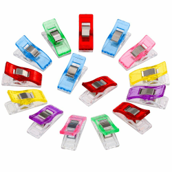 Anpro 60 Stück Klammer 27 x 10 mm Nähen Zubehöre Nähzubehör Stoffklammern 6 Farben für Nähen, Quilting Clips, Häkeln, EINWEG