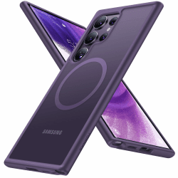 TORRAS für Samsung Galaxy S24 Ultra Hülle für MagSafe [TOP Militärschutz & Magnetkraft] Handyhülle Samsung S24 Ultra Case Samtige Touch Dünn Schutzhülle S24 Ultra mit DIY Knöpfe Matt Lila
