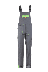 Prisma Arbeitshosen Männer Latzhose Herren Arbeitshose aus Ripstop - Leichtes und Verschleißfestes Material, Arbeitslatzhose Herren mit Cargotasche, Elastische Taille und Reflektierende Elemente 56 Ripstop: Grau/Grün