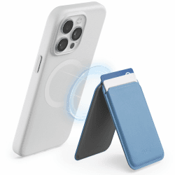 MOFT Magnetische Wallet Kompatibel mit MagSafe, Magnetische Kartenhalterung Handy Ständer für iPhone 16/15/14/13/12 Serie, MOVAS Veganes Leder Handyhalter mit 2 Kartenhaltern (Windy Blue)
