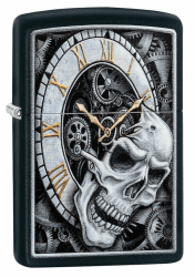 Zippo Unisex Sturmfeuerzeug Totenkopf-Uhr, Schwarz, regulär, 29854, Regular