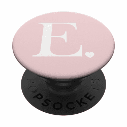 Hellrosa weißer Monogramm Buchstabe E Initiale Herz Design PopSockets Klebender PopGrip