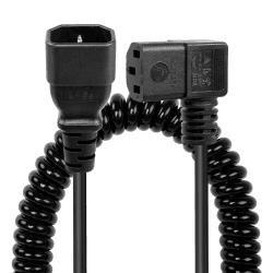 RIIEYOCA Hochleistungsverlängerungskabel, 90 Grad linker Winkel IEC 320 C13 Buchse zu IEC 320 C14 Stecker Spiralkabel 10A für Computer LED HDTV Monitor und Scanner (2.3ft-5.9ft)