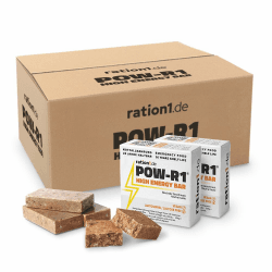 ration1 High Energy Bar, 48x POW-R1® Energieriegel 250g, 4 einzeln verpackte Energie Riegel je Packung, Notfallnahrung lange haltbar, Trekking Essen, Überlebenspaket 20 Jahre haltbar, Outdoor, Wandern