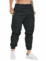 Cindeyar Herren Hosen Slim Fit Casual Jogger Sporthose Freizeithose Cargo Chino Jeans Hose XL Schwarz 01