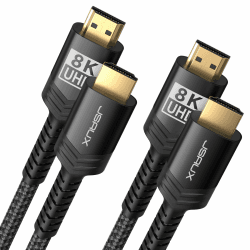 JSAUX 8K HDMI Kabel 4.5Meter 2-Stück | 4K & 8K HDMI 2.1 Kabel 48Gbps High Speed HDMI | 4K@120Hz 144Hz, 8K@60Hz, HDCP 2.2 & 2.3, HDR 10+, eARC Kompatibel mit Monitor UHD TV PS5 PS4 Dolby Vision-Schwarz