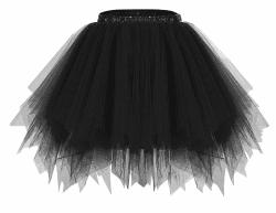 bridesmay Damen Tüll Rock Unterrock Kurz Ballett Tutu 50er Rockabilly Tütü Mini Rock Karneval Kostüm S A-black
