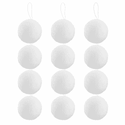 TOYANDONA 12 Stücke Weiß Weihnachtsbaumkugeln Styropor Form Weihnachtskugeln Kunststoff Baumkugeln Styroporkugeln Christbaumanhänger Weihnachtsbaum Anhänger Weihnachtsdeko Kugeln für Xmas Deko