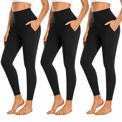 FuelMeFoot Leggings Damen High Waist Blickdicht Leggins mit Bauchkontrolle Slim Fit Angenehm Weiche Elastische Sportleggings. C1-schwarz/Schwarz/Schwarz L-XL