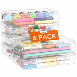 Lifewit Kunststoff Stiftebox Organizer Kinder, Große Harte Federmappe mit Snap-Dicht Deckel Stapelbar Bürobedarf Craft Aufbewahrungsbox für Art Supply Schreibwaren Kosmetika Werkzeugteile, 6 Pack