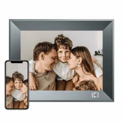 Digitaler Bilderrahmen 8 Zoll, KODAK WLAN Digitale Bilderrahmen, Hölzern Elektronischer Bilderrahmen mit 16 GB Speicher, HD IPS Touchscreen, Teilen Sie Fotos über App(8 Zoll)