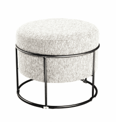 HAKU Möbel Hocker Creme, schwarz, MDF, Metall, Textilgewebe - Maße: H 44 cm x Ø 48 cm, Style: Art Deco
