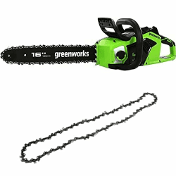 Greenworks Akku Kettensäge mit bürstenlosem Motor, 40 cm Blattlänge OHNE 40V Akku & Ladegerät + Greenworks 40cm Sägekette