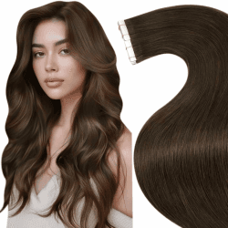 LaaVoo Extensions Echthaar Tape Braun Echthaar Extensions Echthaar Tape Dunkelbraun #4 invisible Tape Extensions Echthaar Braun 40cm 40g 20pcs 40cm-20pcs 1.3#4