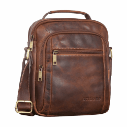 STILORD 'Lucky' Umhängetasche Herren Klein Leder Handtasche Männer Ledertasche Crossbody Bag Vintage Umschlagtasche zum Umhängen Echtleder Businesstasche, Farbe:prestige - braun
