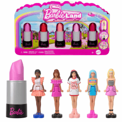 Barbie Mini BarbieLand 5er-Set Fashionistas-Puppen, ca. 3,8 cm große Minipuppen in Lippenstifthülsen, Sammelset mit Überraschungen (Stile können abweichen), JBD26
